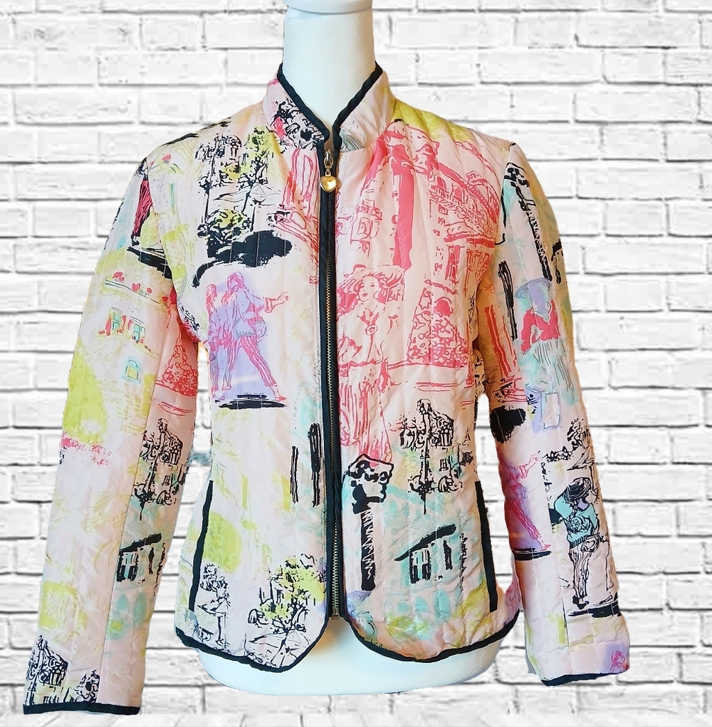 Vintage 100% Silk Womens Jacket Pink Silk Club Petite Size PS